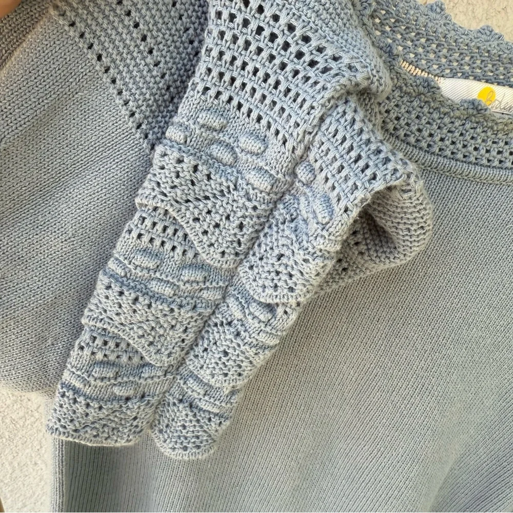 Boden Blue Knit Sweater with Scalloped Edges, Size 6, EUC - Picture 6 of 9
